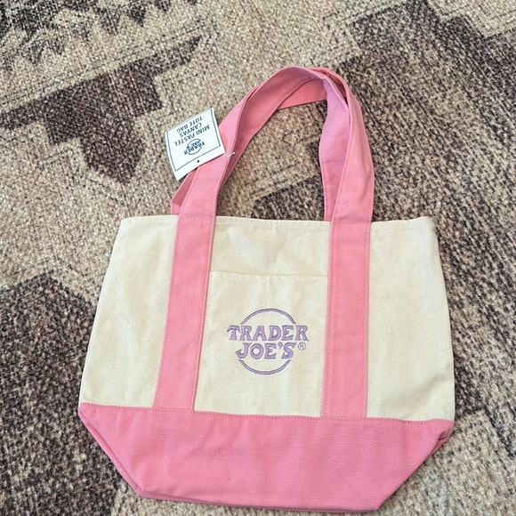 Trader Joe’s, mini pastel canvas tote bag in pink - Picture 4 of 5